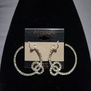 Silver Hoop Sparkling Earrings